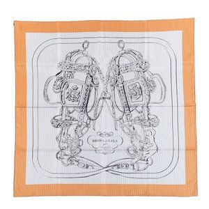 NWT Hermes Carre Eyeliner Brides de Gala Silk Scarf - Orange / Bleu Noir